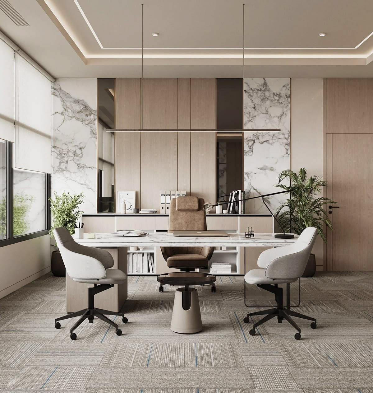 Modern MD Chamber with Private VIP Leather Sofa Meeting Lounge #33